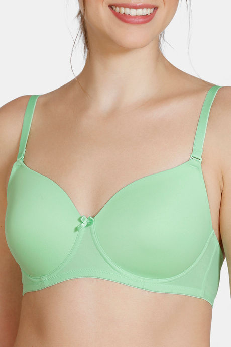 Zivame Padded Non Wired 3/4Th Coverage T-Shirt Bra - Green Ash — image 6